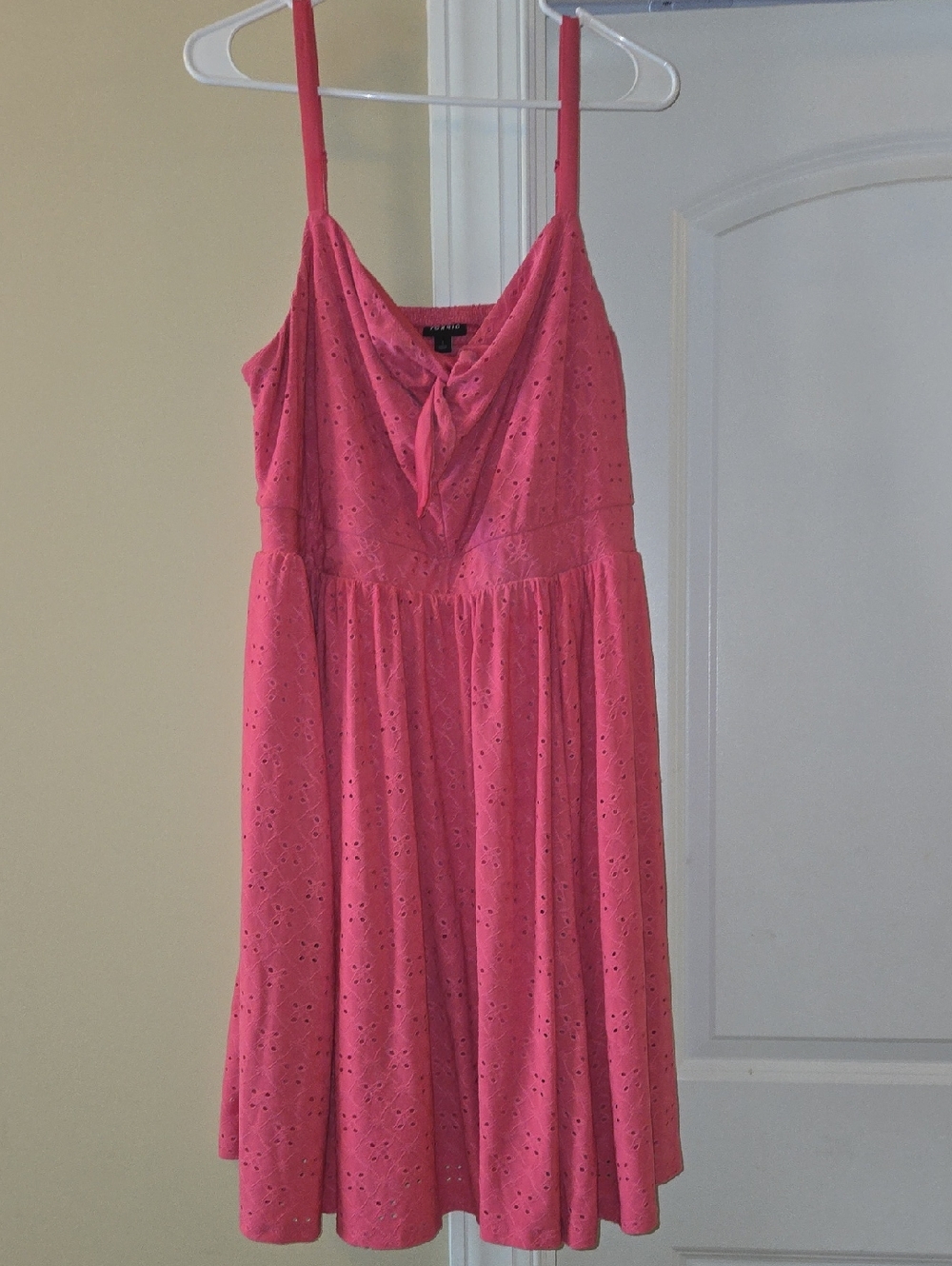 torrid Pink Eyelet Mini Dress with Tie Front